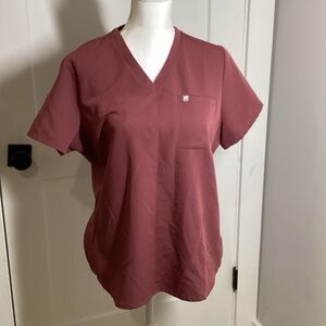 Fabletics Burgundy Short Sleeve V-Neck Tee